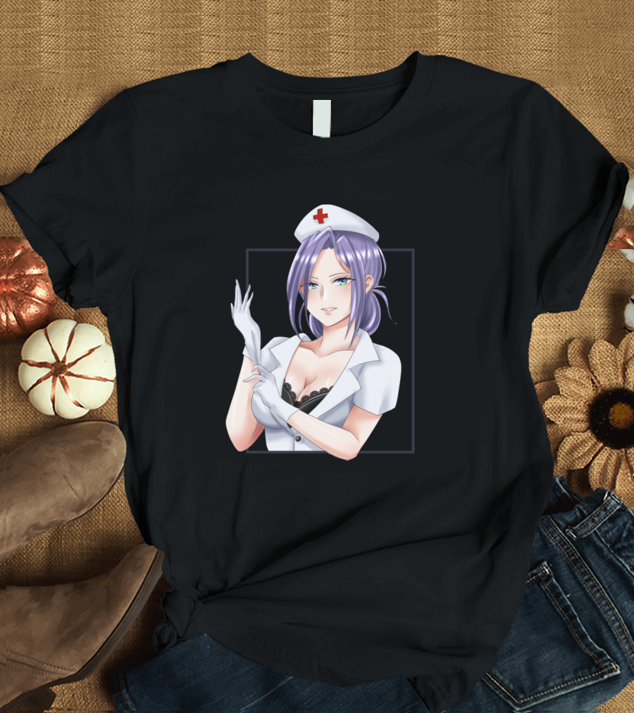 Anime Nurse Purple Hair Gloves T-Shirt