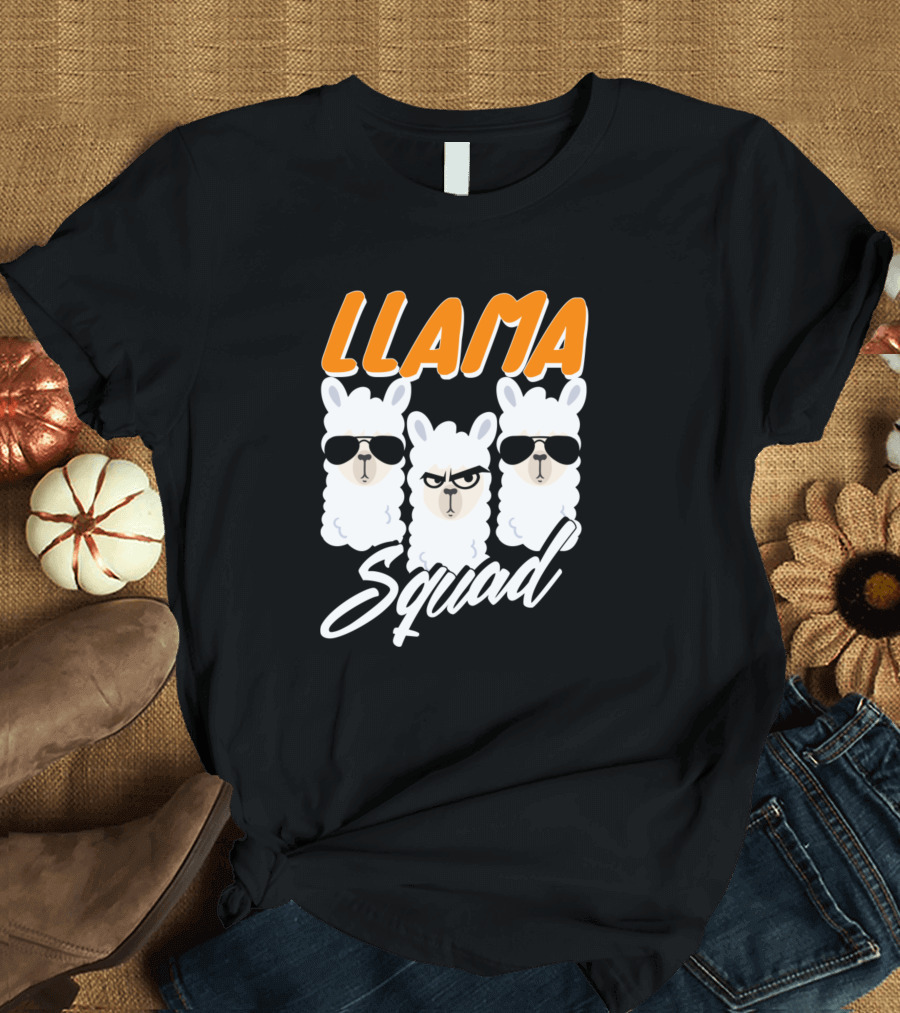 Llama Squad 80S Style Cute Retro Llamas with Sunglasses T-Shirt