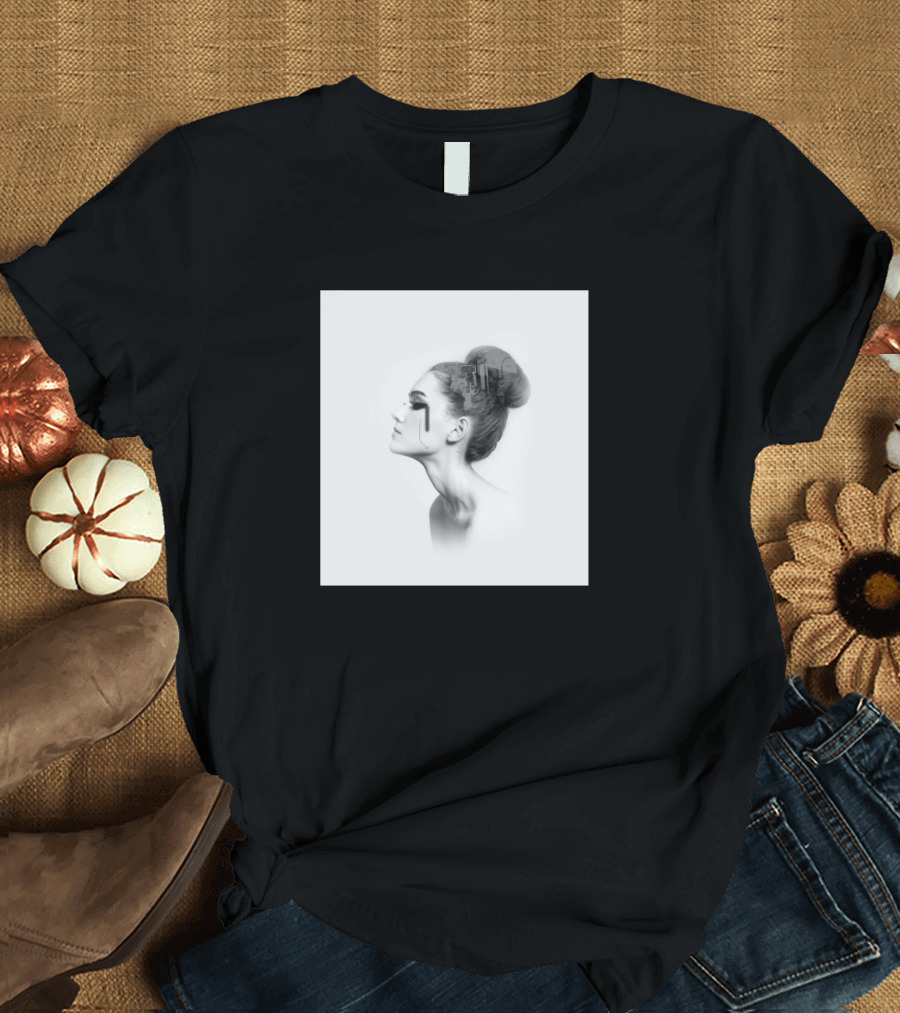 Mysterious Profile with Intricate Lettering T-Shirt