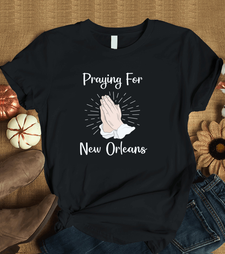 Praying For New Orleans Hands with Radiating Light T-Shirt