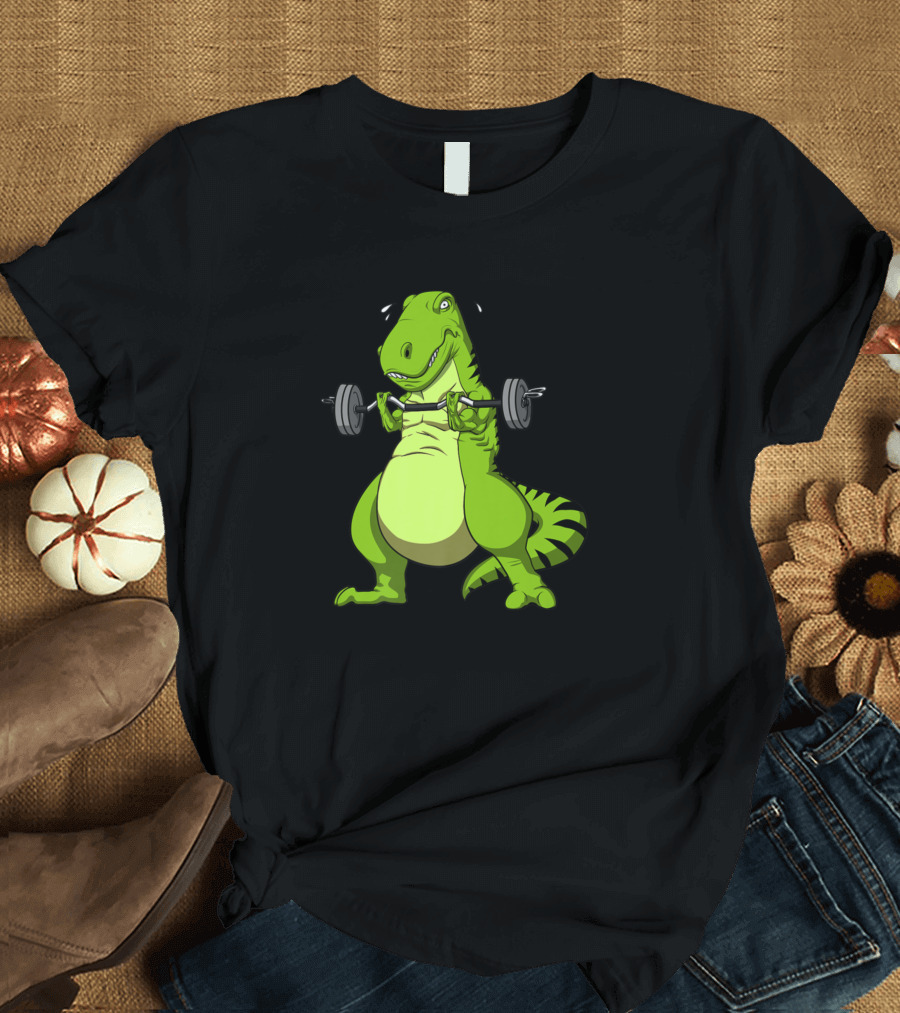 T Rex Dinosaur Fitness Gym Bodybuilder Weightlifting T-Shirt