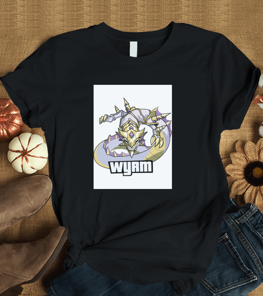 Wyrm Fantasy Dragon Creature with Gold Armor T-Shirt