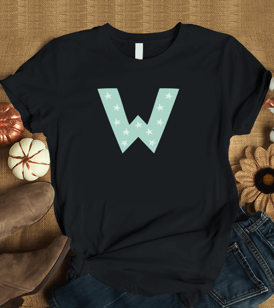W Alphabet Star Pattern Forest T-Shirt