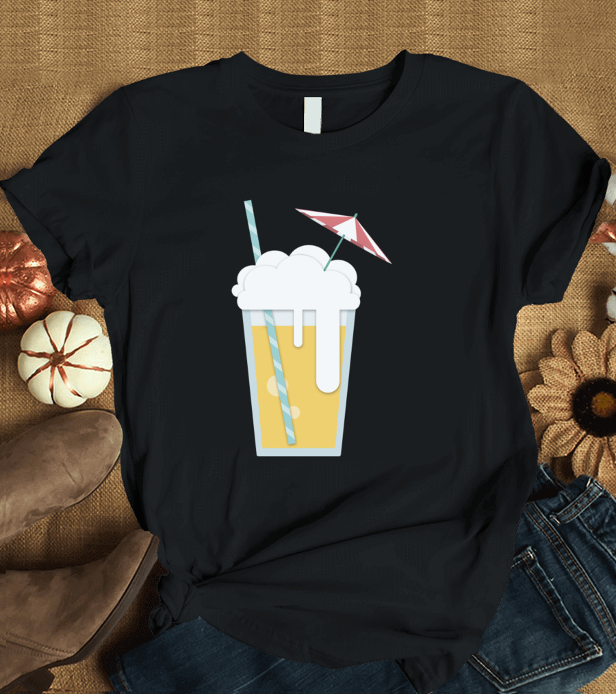Style Refreshing Summer Drink with Straw and Umbrella T-Shirt
