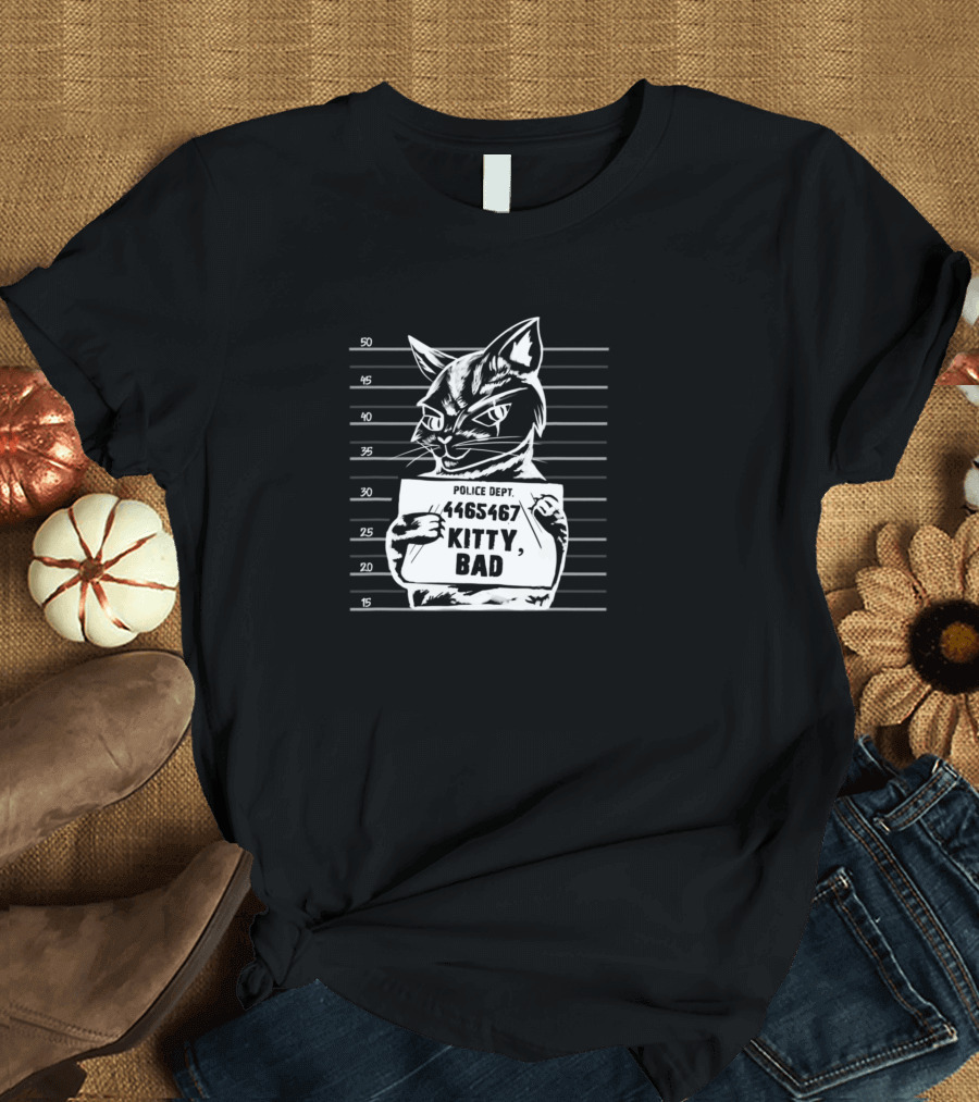 Police Dept 44655467 Kitty Bad Shot Height Chart Cat Lover T-Shirt