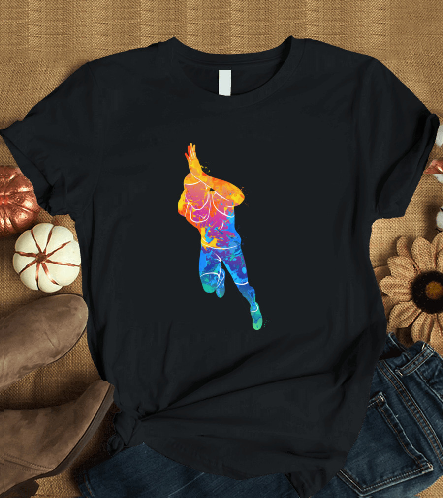 Runners Short Distance Sprinter Colorful Finish Line T-Shirt