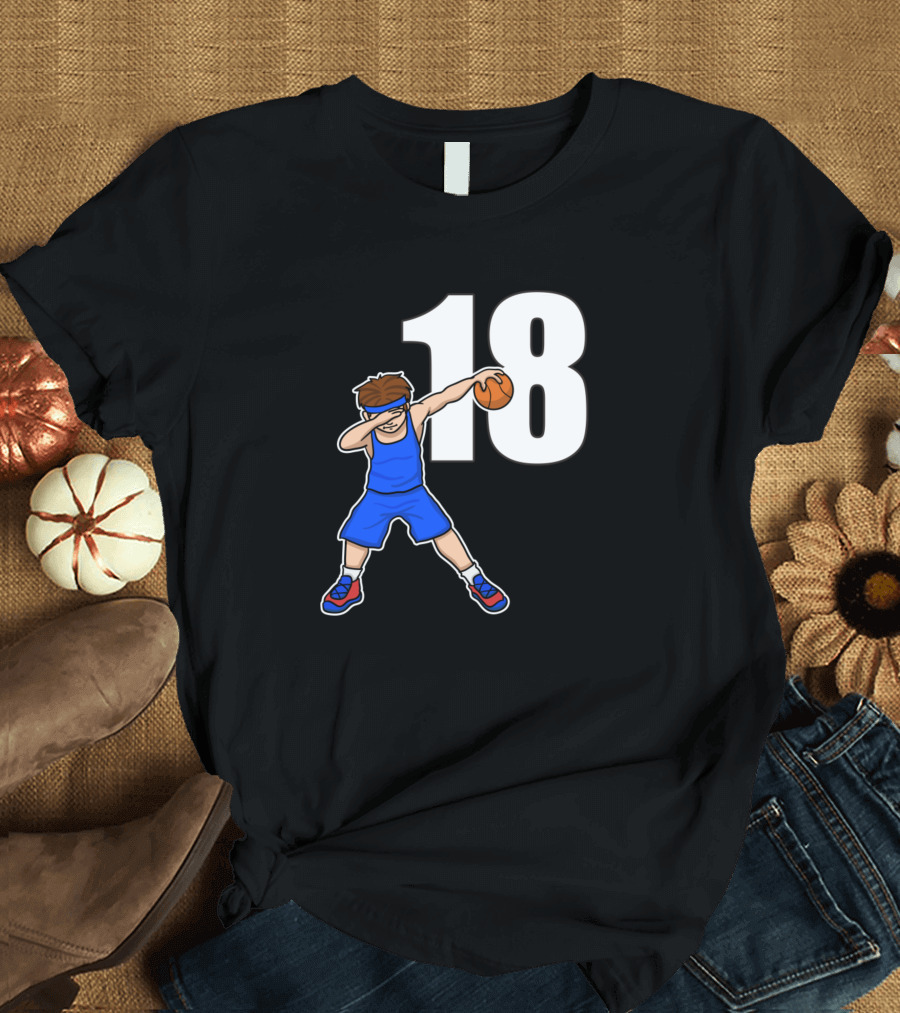 Basketball Player Baller Number 18 Dabbing Pose T-Shirt