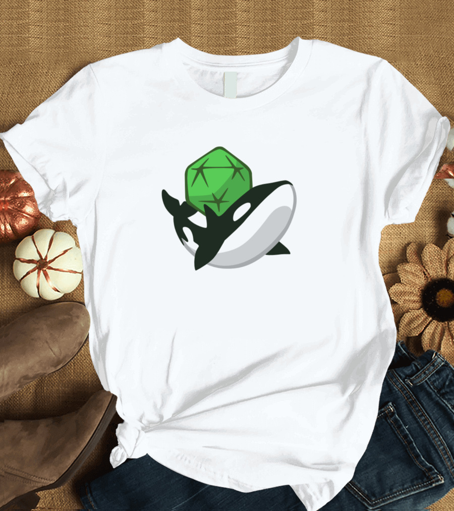 Orcacon Orca Whale with Green Dice T-Shirt