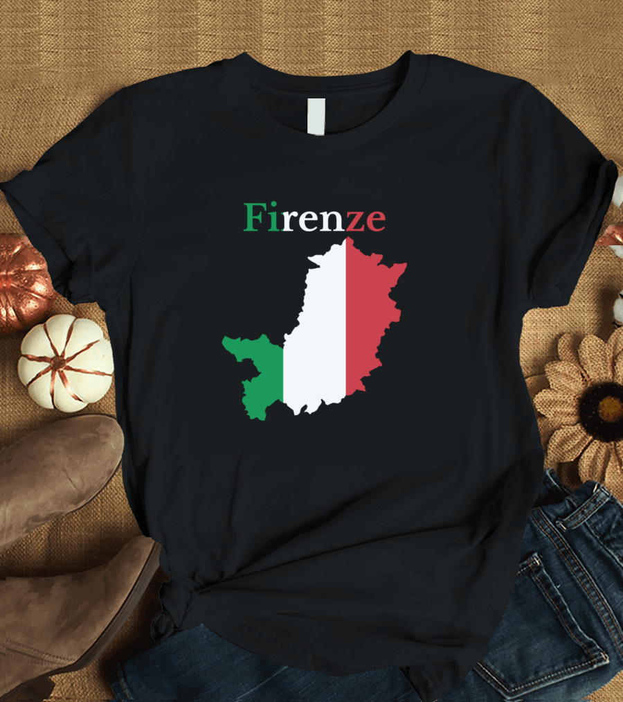 Firenze Italy Map with Italian Flag Colors T-Shirt