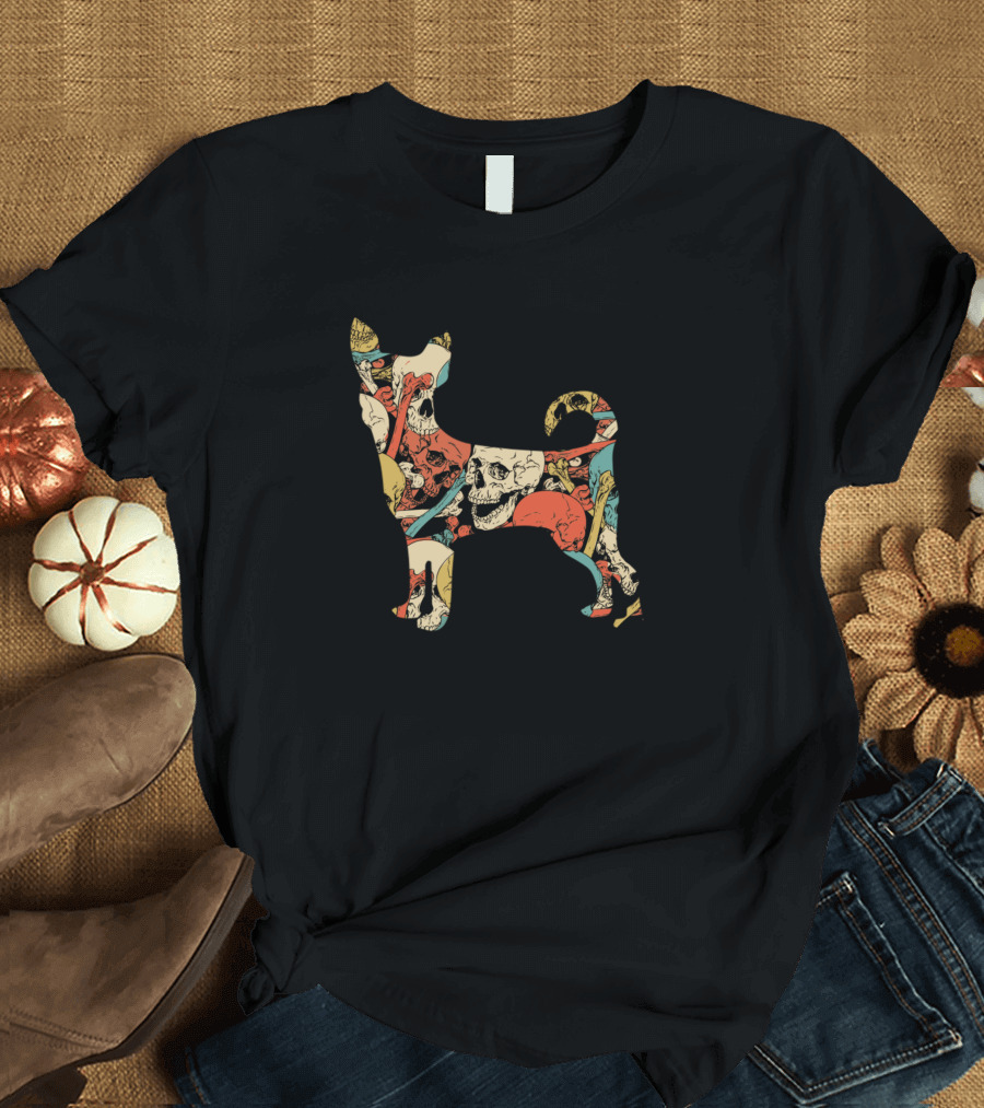 Zombie Chihuahua Skull Halloween Funny Cute Costume T-Shirt
