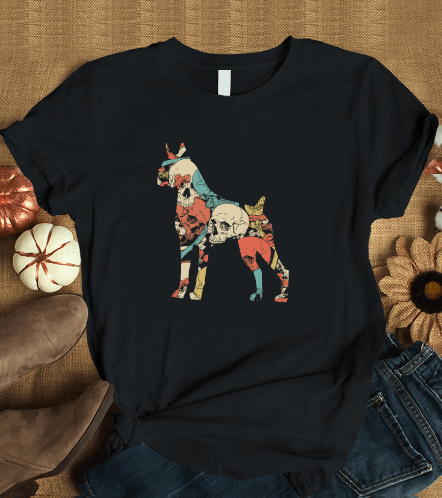 Zombie Great Dane Skull Halloween Funny Cute Costume Dog Skulls T-Shirt