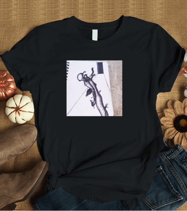 T-Shirt: Leech Sketch in Spiral Notebook with Abstract Creature T-Shirt Leech Sketch in Spiral Notebook with Abstract Creature T-Shirt