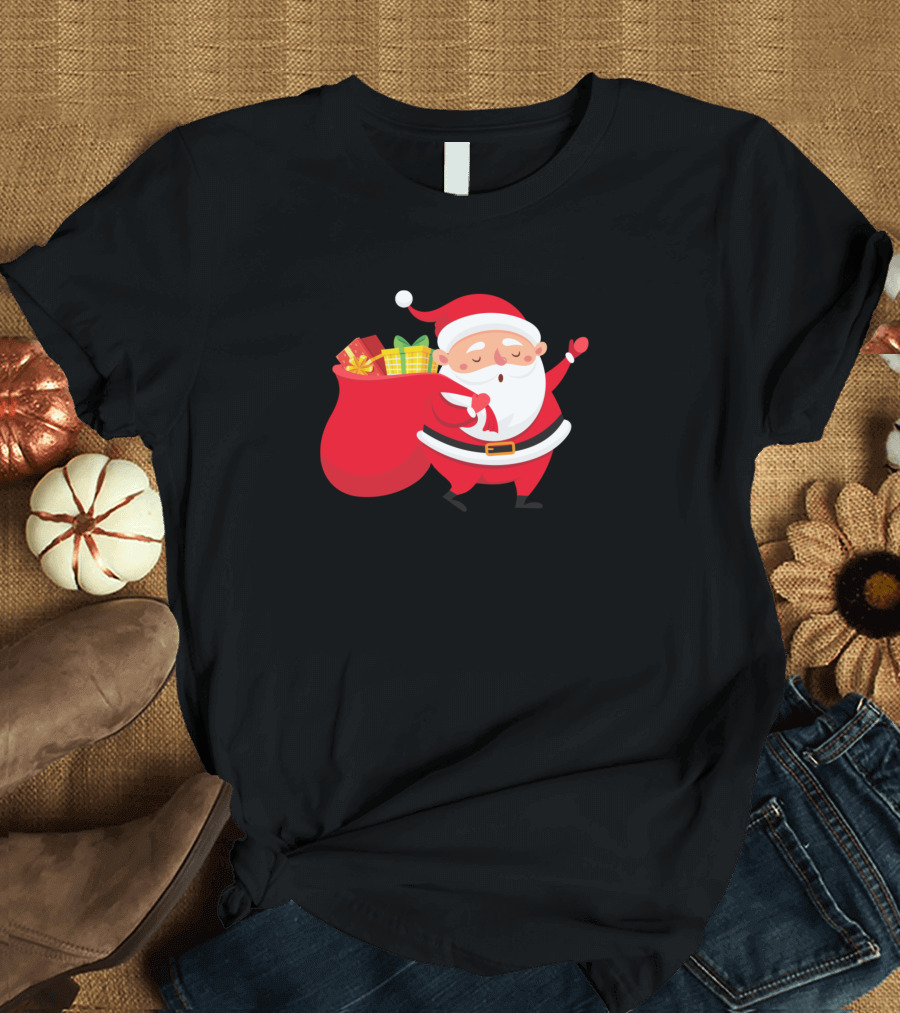 Jolly Santa Claus Carrying Gift-Filled Sack T-Shirt