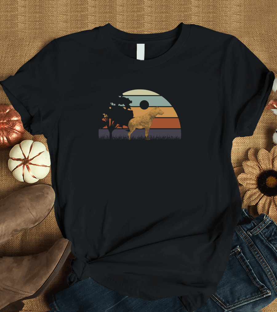 Wildlife Safari Hyena Retro Sunset Landscape T-Shirt