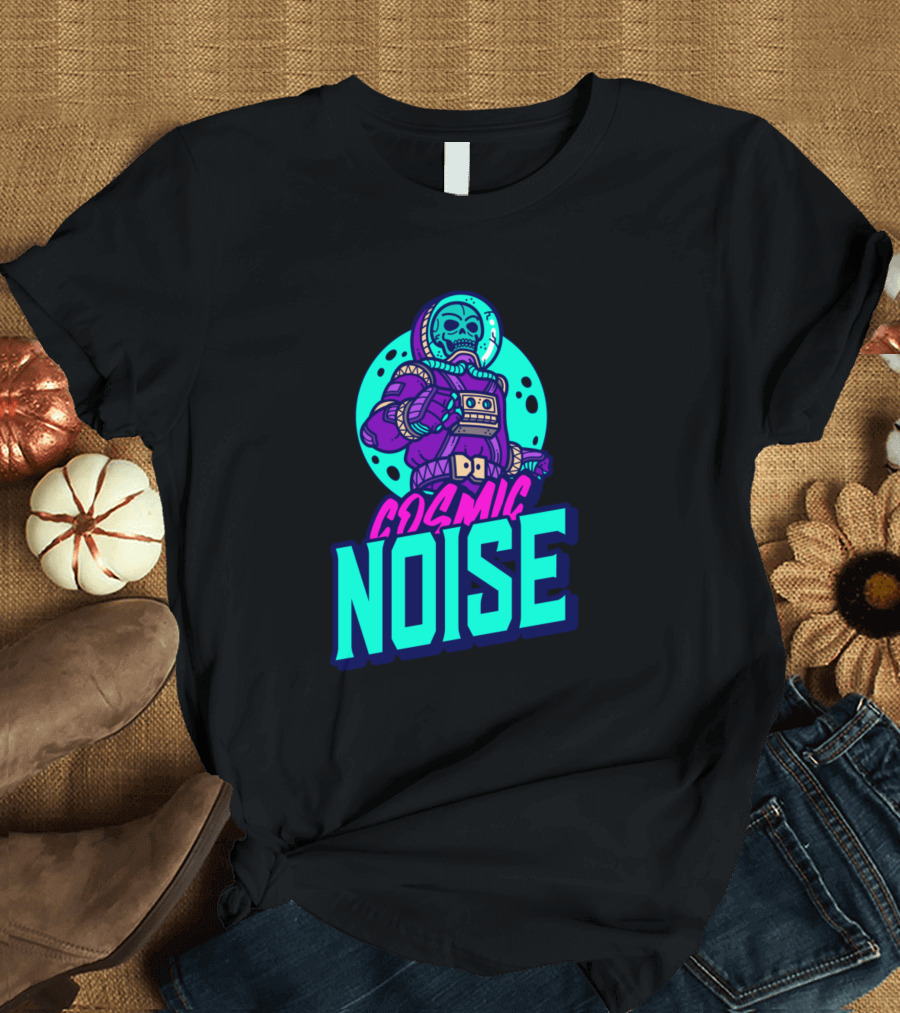 Cosmic Noise Astronaut Skull Neon Vibes T-Shirt