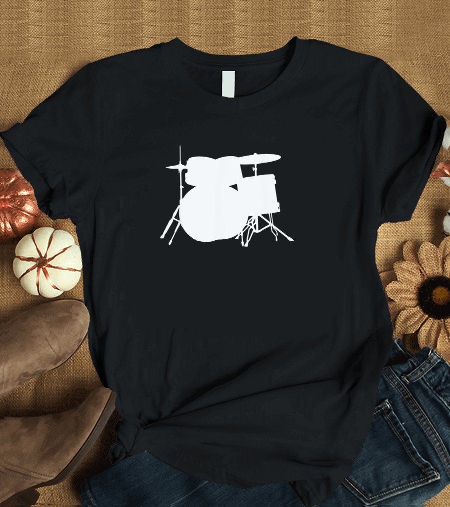 Drummer Silhouette for Music Lovers and Meta Drum Set T-Shirt
