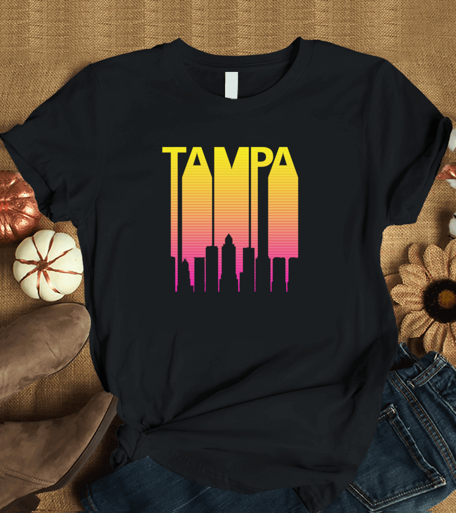 Tampa Retro 1980S Gradient Skyline T-Shirt