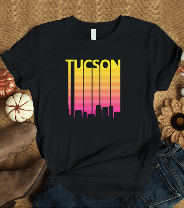 T-Shirt: Tucson Retro 1980s Skyline Sunset Stripes T-Shirt Tucson Retro 1980s Skyline Sunset Stripes T-Shirt