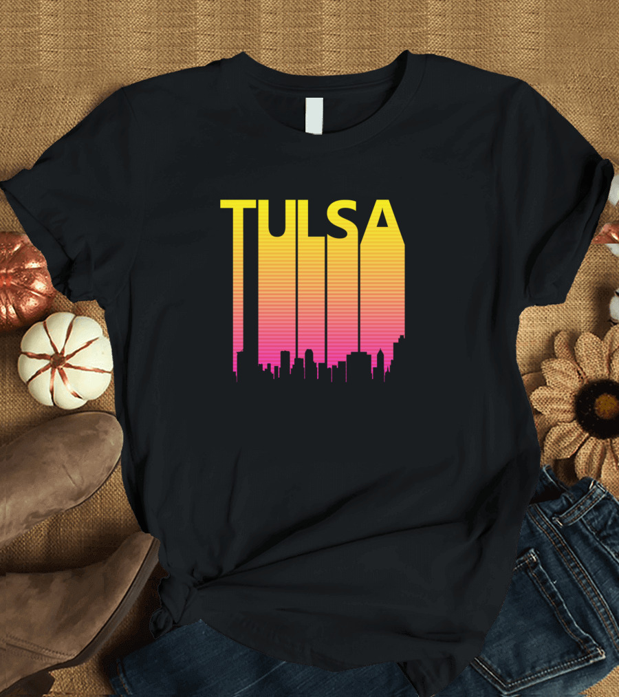 Tulsa Skyline Retro 1980S Gradient T-Shirt