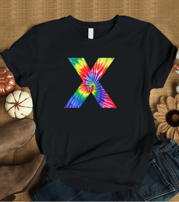 T-Shirt: Tie Dye Letter X Vibrant Rainbow T-Shirt Tie Dye Letter X Vibrant Rainbow T-Shirt