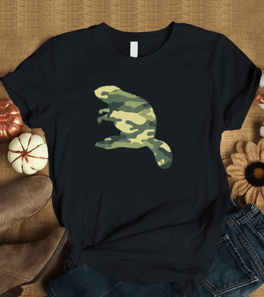 Camouflage Military Gopher Rodent Silhouette Us Camo Print T-Shirt