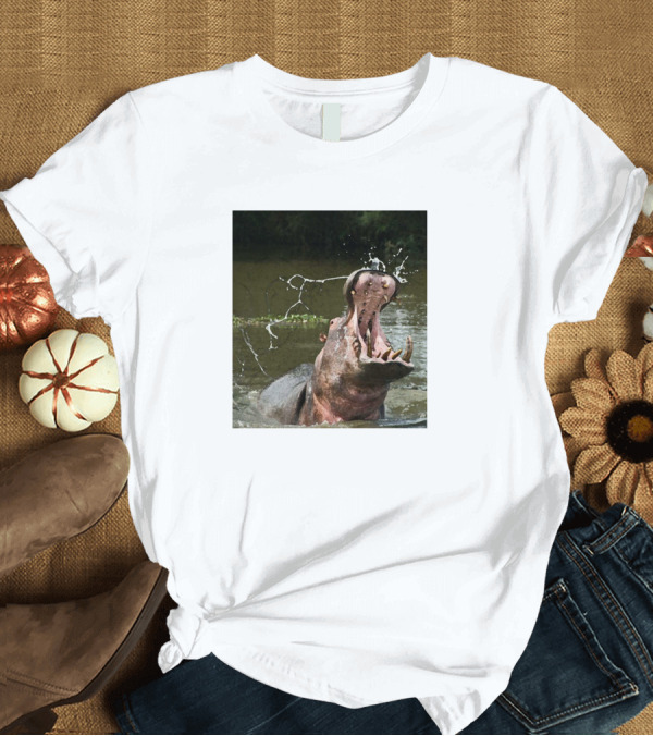 T-Shirt: Hippopotamus Splashing in Water with Open Mouth T-Shirt Hippopotamus Splashing in Water with Open Mouth T-Shirt