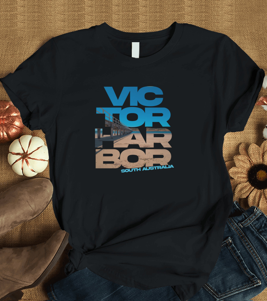 Victor Harbor South Australia Scenic Pier Typography T-Shirt