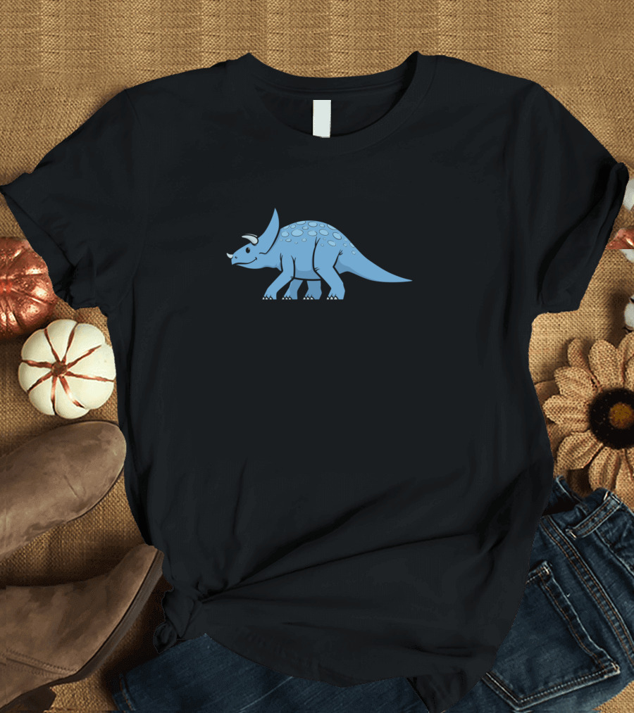 Cuteforkids Blue Triceratops Dinosaur T-Shirt