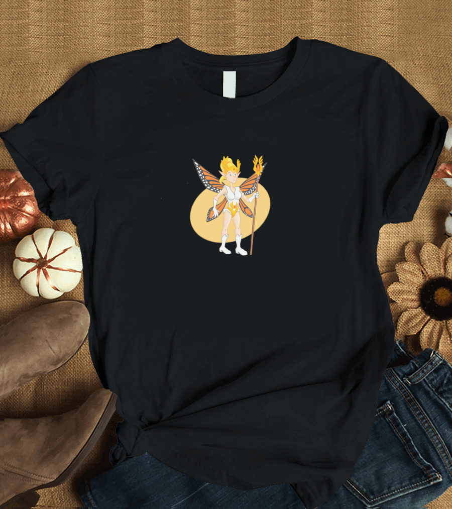 Fae Butterfly Fairy with Staff and Wings T-Shirt