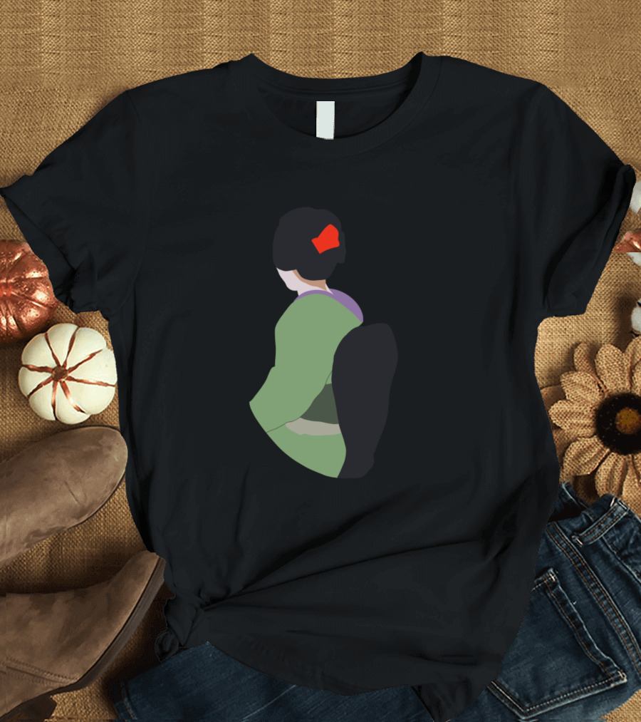 Geisha Sitting in Traditional Attire with Red Hairpiece T-Shirt