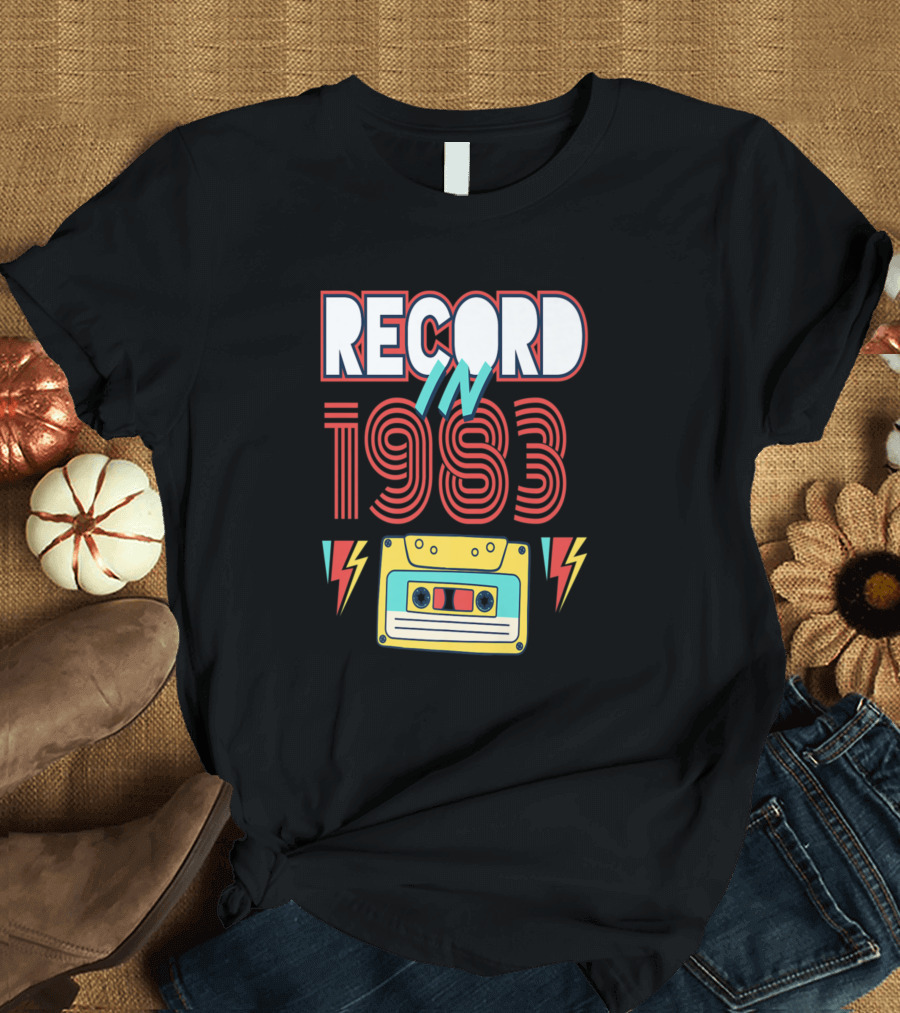 Record in 1983 Vintage Cassette Tape 37 Year Old T-Shirt