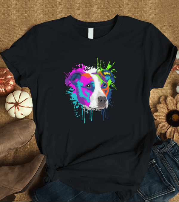 T-Shirt: Colorful Dripping Splash Pitbull T-Shirt Colorful Dripping Splash Pitbull T-Shirt