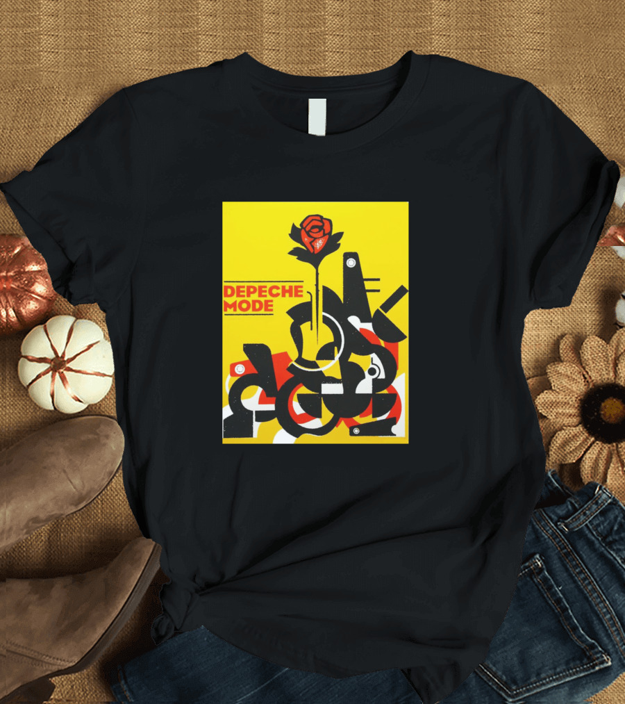 Depeche Mode Artistic Rose Abstract Yellow Background T-Shirt