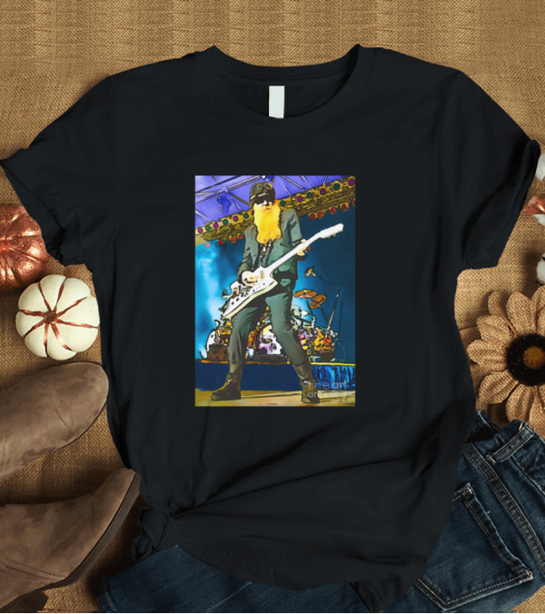 T-Shirt: Old Pri Playing Guitar Iconic Rock Star with Beard in Concert Scene T-Shirt Old Pri Playing Guitar Iconic Rock Star with Beard in Concert Scene T-Shirt