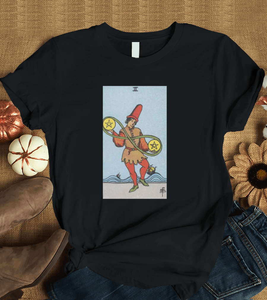 Rider Waite Tarot Card Two of Pentacles Balancing Act T-Shirt