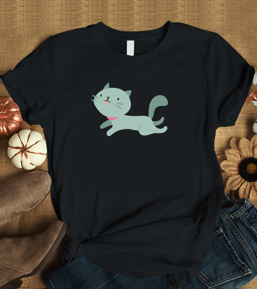 The Flying Cat Cute Cartoon Style Playful Kitty T-Shirt