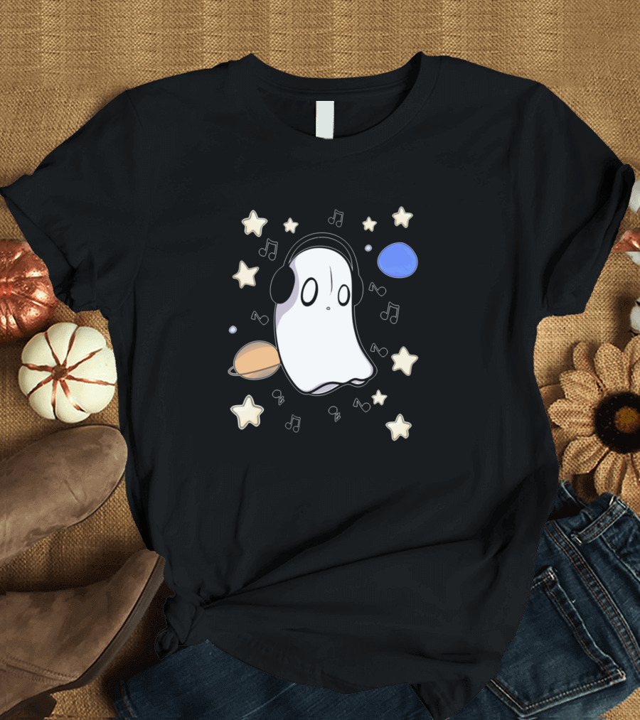Undertale XXII Nostalgic Ghost Listening to Music with Stars and Planets T-Shirt