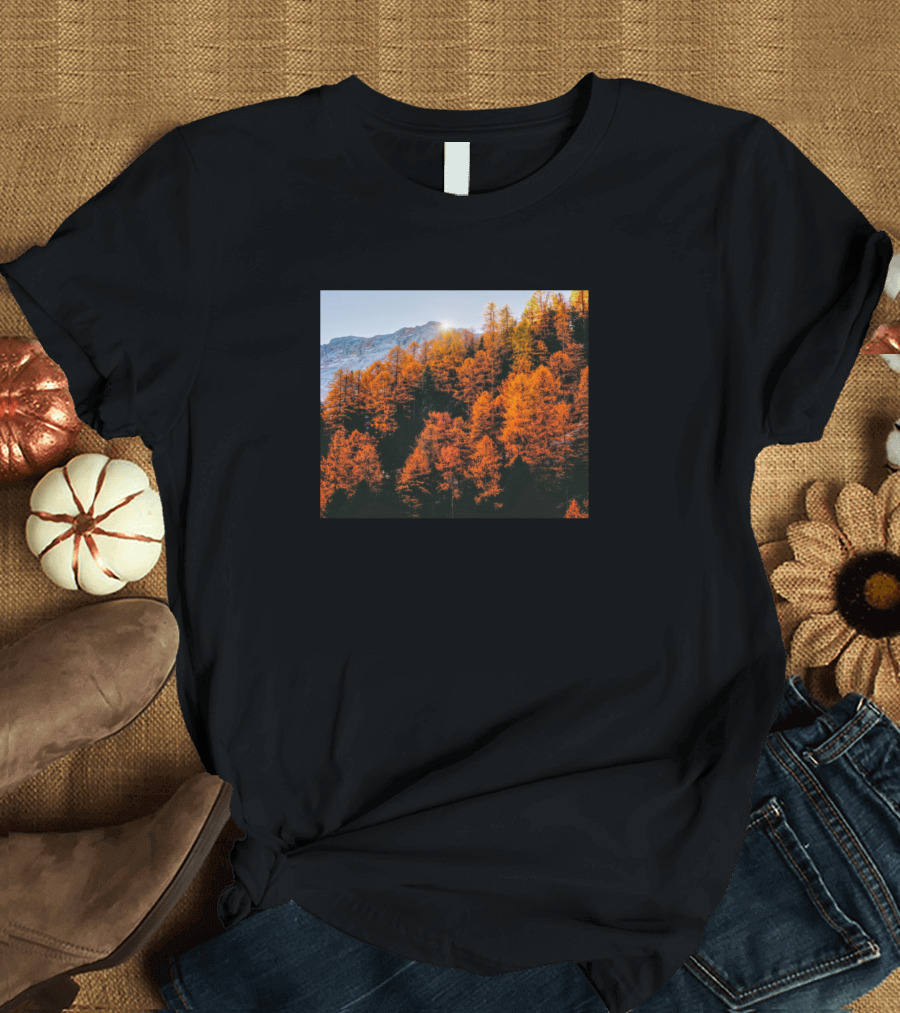 Awesome Autumn Trees on Mountain With Sunrise T-Shirt