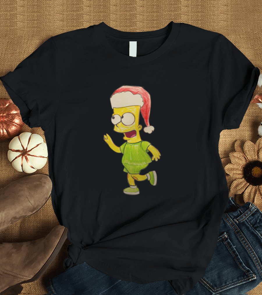 Bart Simpson New Year Merry Christmas Santa Hat Mood T-Shirt
