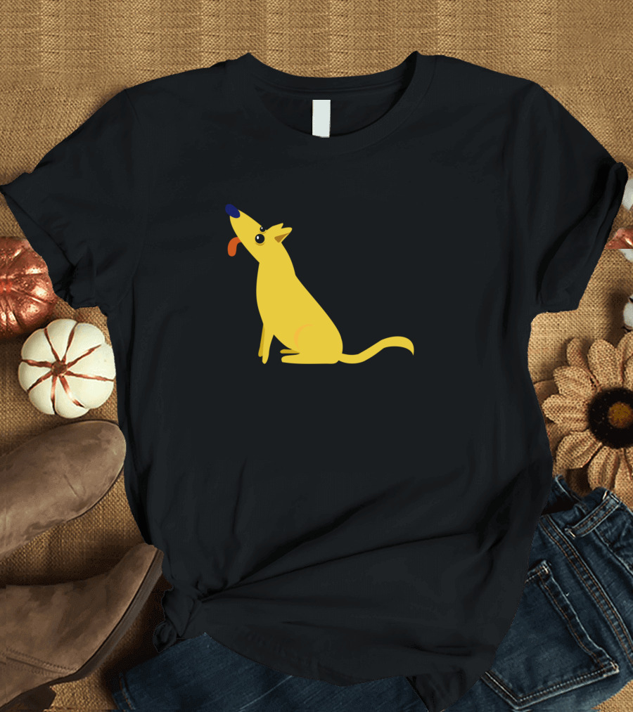 Cute Yellow Dog Sitting with Tongue Out T-Shirt