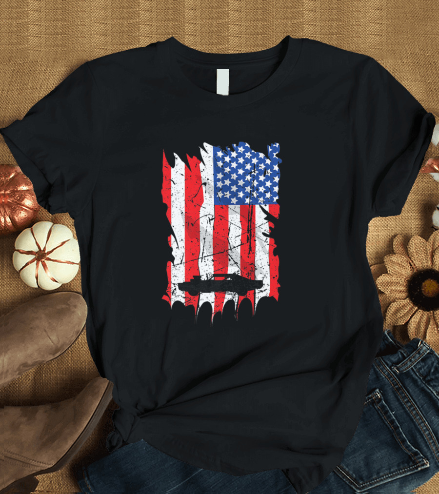 American Flag Big Block Muscle Car T-Shirt
