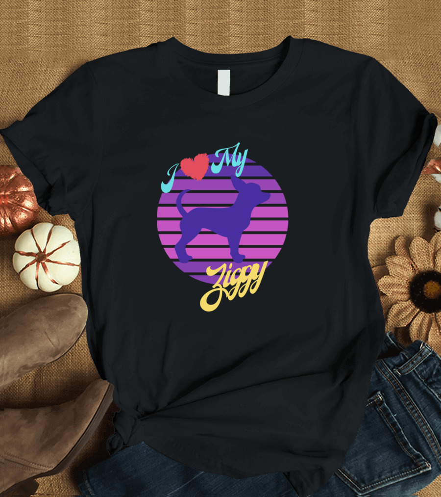 I Love My Ziggy Retro Chihuahua Dog Sunset T-Shirt