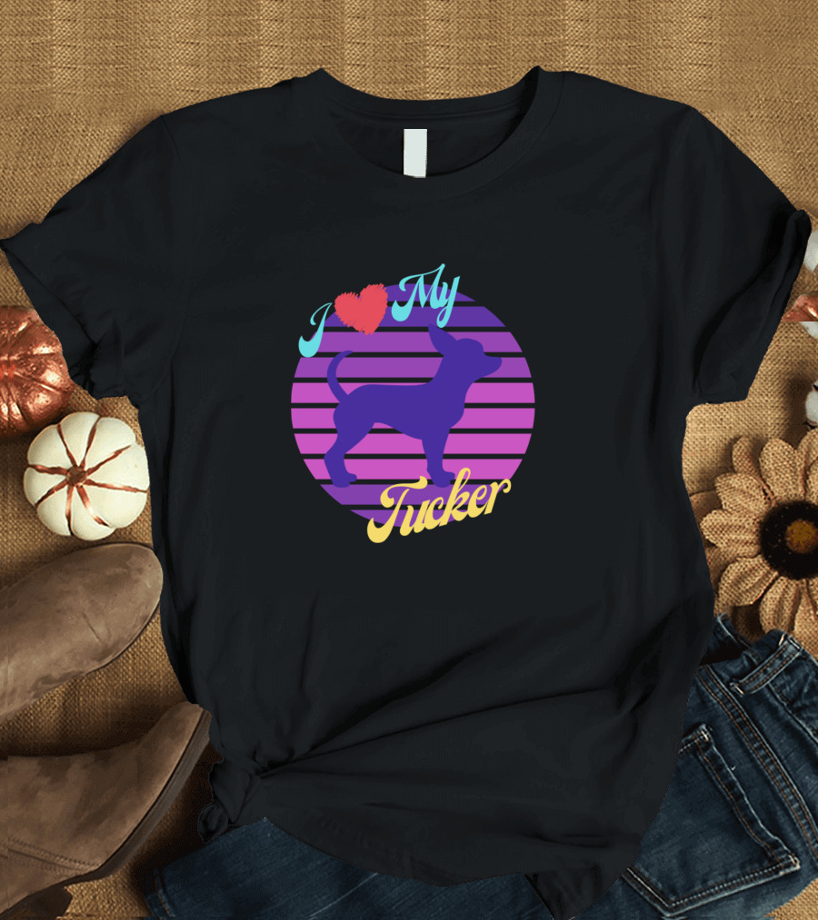I Love My Tucker Chihuahua Retro Sunset T-Shirt