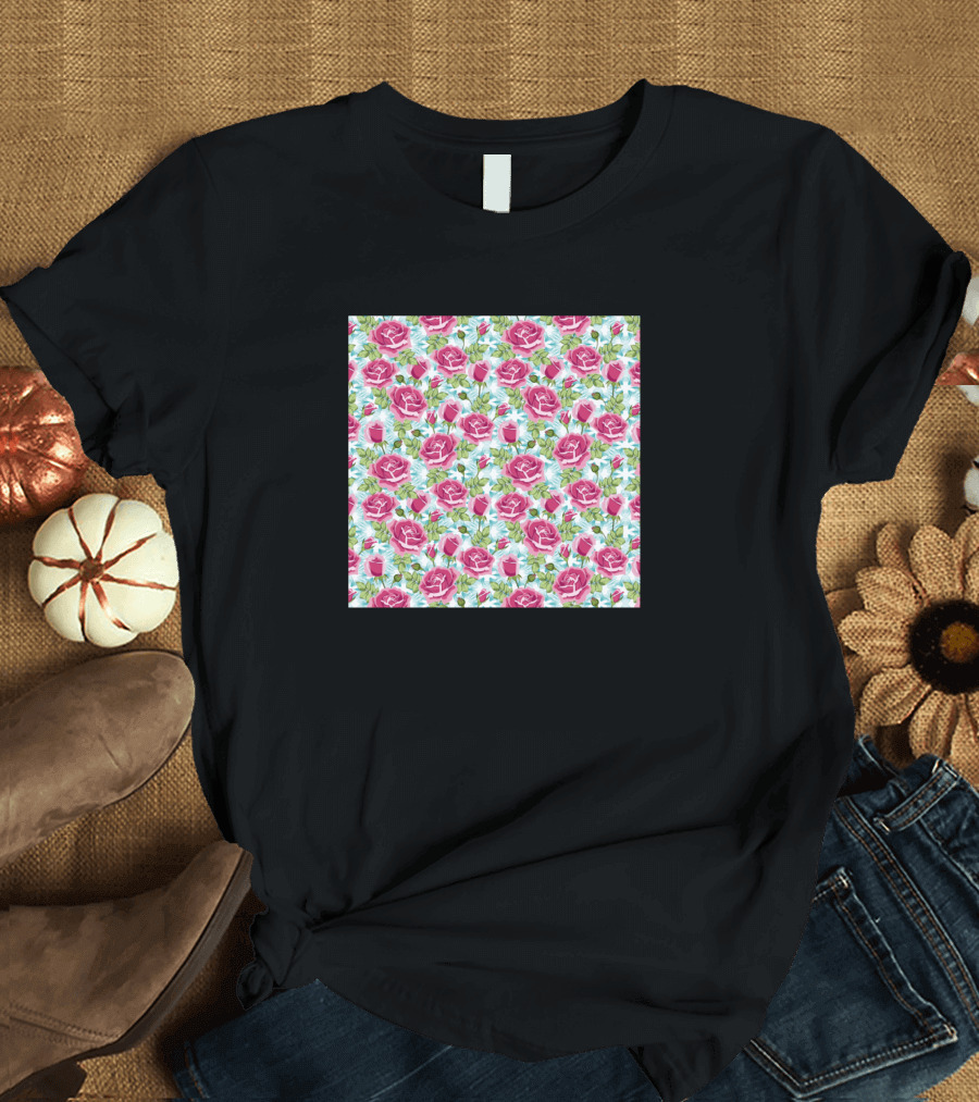 Roses Pattern Floral Blossoms T-Shirt