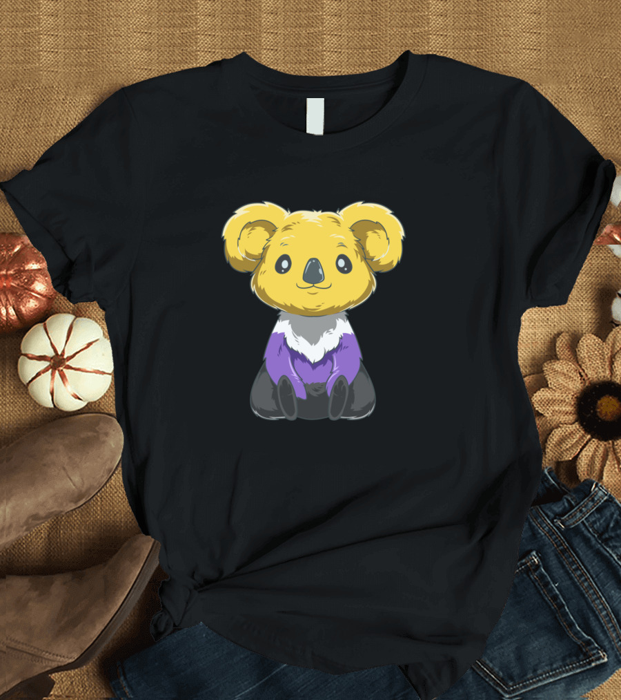 Cute Nonbinary And Genderqueer Koala Yellow and Purple T-Shirt