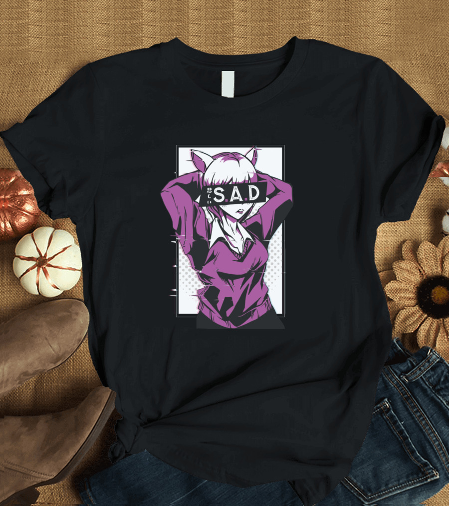 Sad Japanese Anime Waifu Girl Kawaii Aesthetic S.A.D T-Shirt