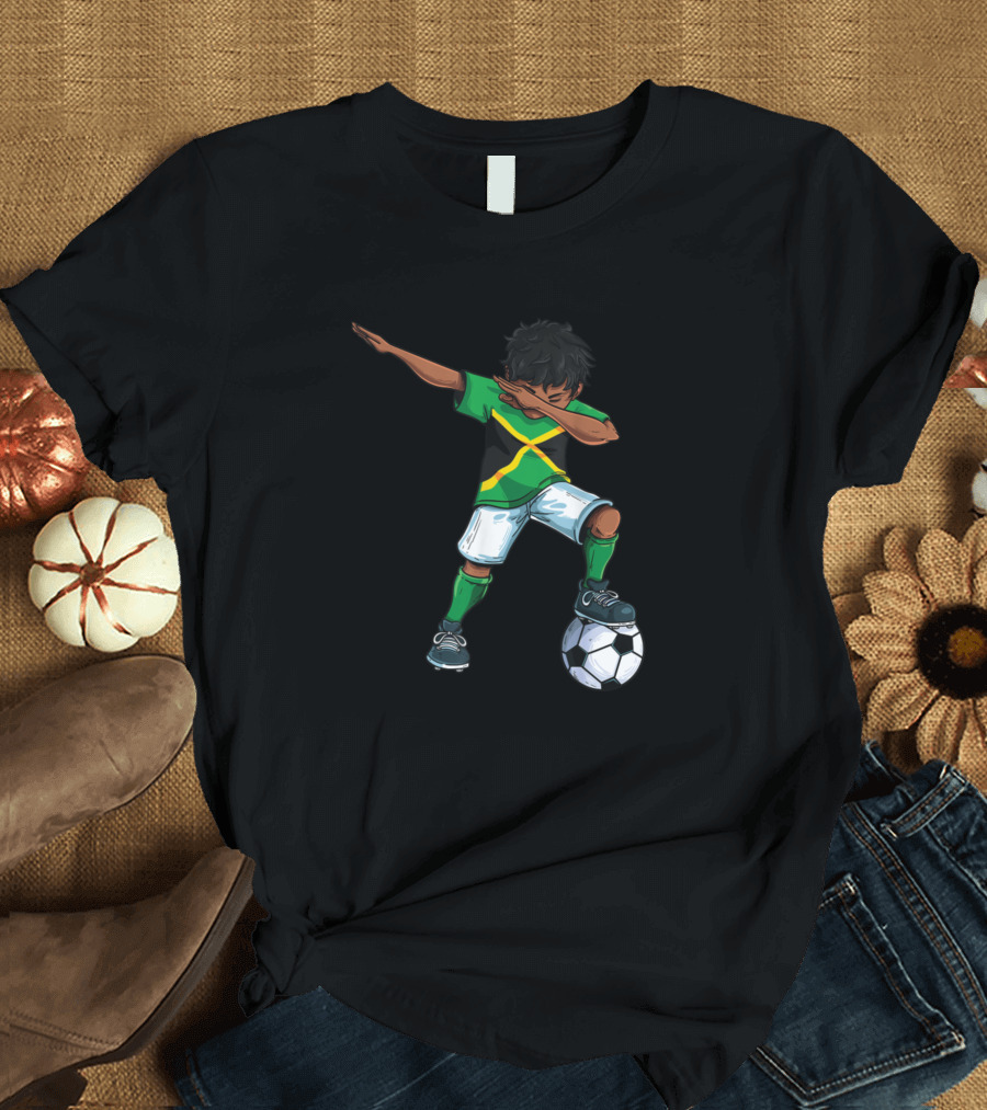 Dabbing Soccer Boy Jamaica Football Fan Youth Movement T-Shirt