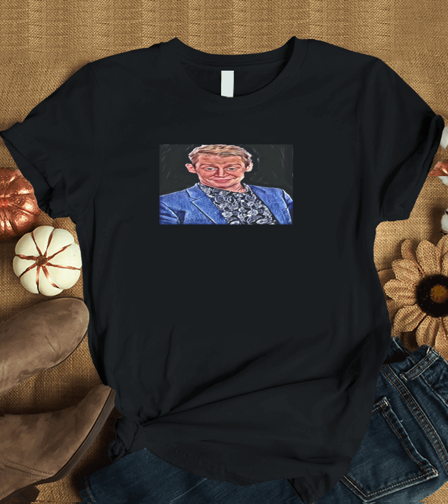 Grown Macaulay Culkin Funny Distorted Face Blue Suit Patterned T-Shirt