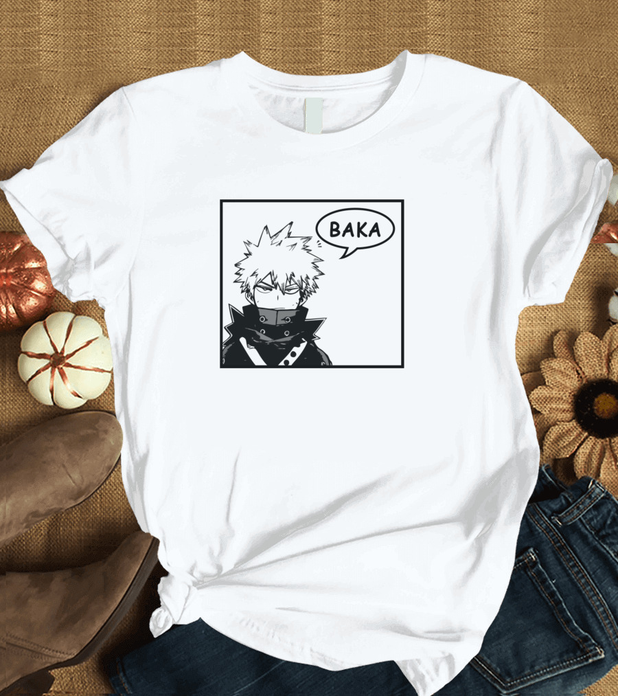 Katsuki Bakugo Baka Speech Bubble Black T-Shirt