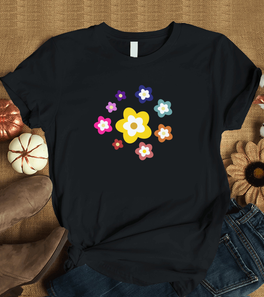 Bright Bold Multicolored Floral Arrangement Blossom T-Shirt